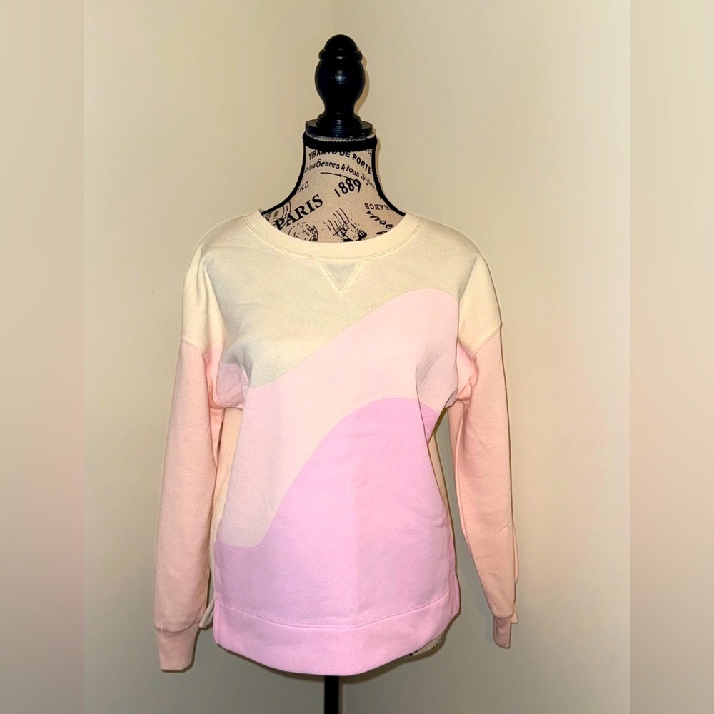 Old Navy Girl's Blue and Ivory Color Block Swirl Crew Neck Sweatshirt, XL